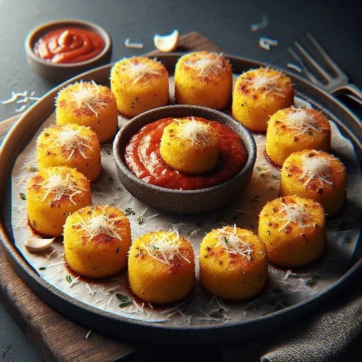 Polenta Bites with Tomato Sauce (2 Pieces; GF, V)