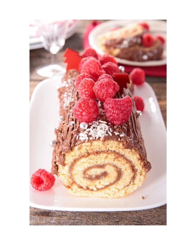 Whole Yule Log (serves 14) $62 White Chocolate Raspberry or Chocolate Ganache