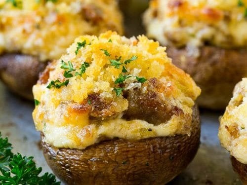 Apple and Italian Sausage Stuffed Mushrooms (2 Pieces)