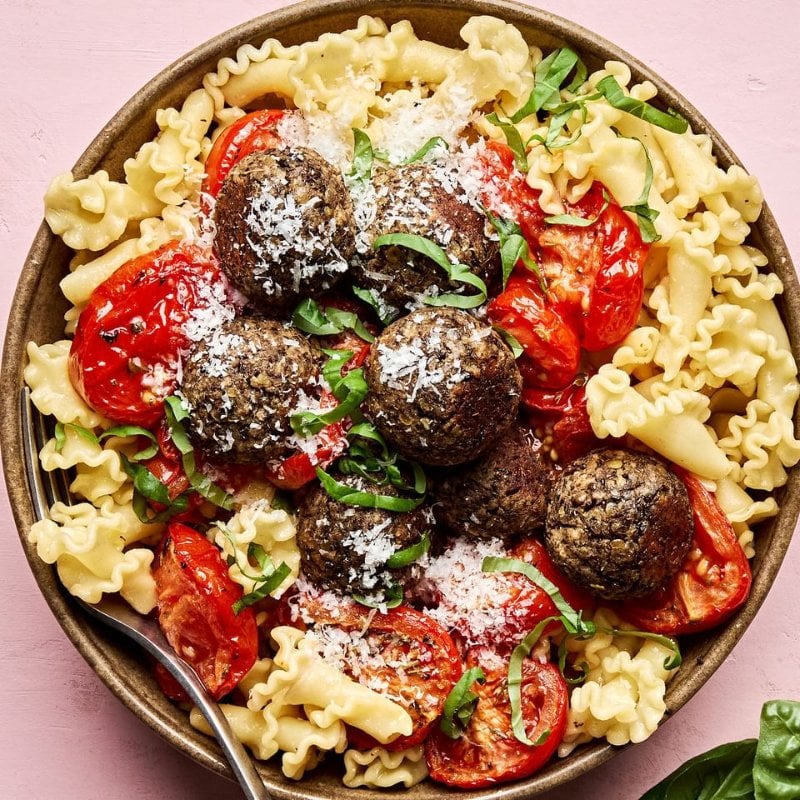 Vegan Meatballs with Pesto, Spicy Tomato or Cherry Reduction Sauce (2 Pieces)