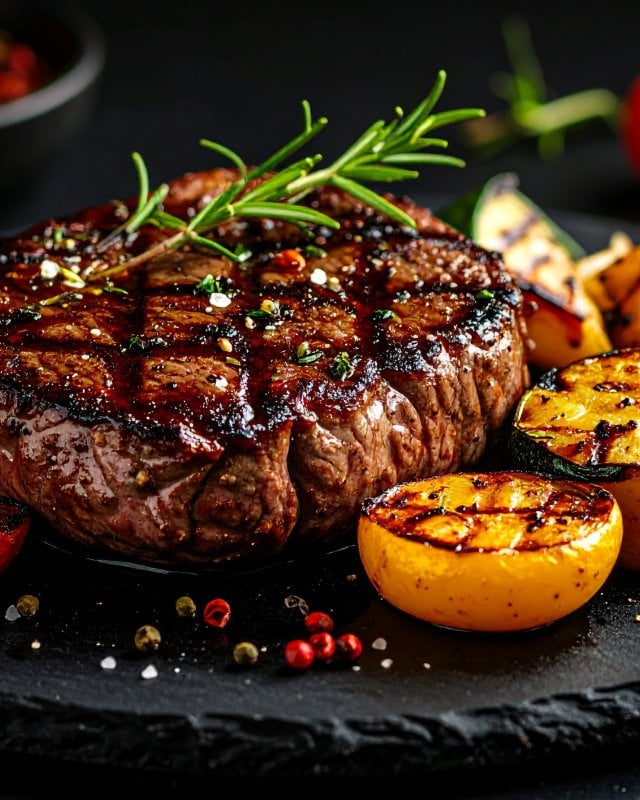 Filet Mignon Tips with Mushrooms and Bell Peppers