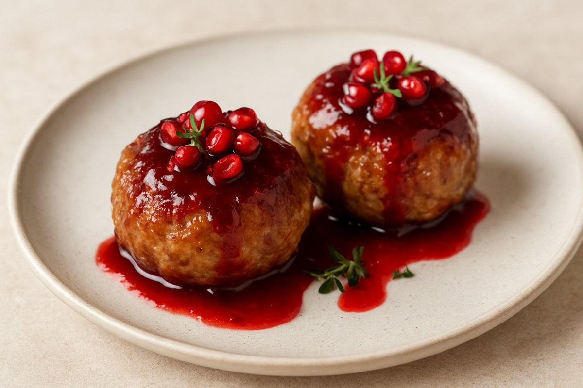 Pomegranate Glazed Pork Meatballs (2 Pieces; GF)