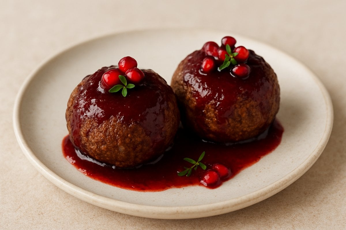 Pomegranate Glazed Veggie Meatballs (2 Pieces; V, GF)