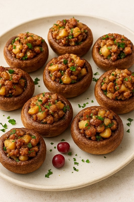 Apple and Italian Sausage Stuffed Mushrooms (GF)