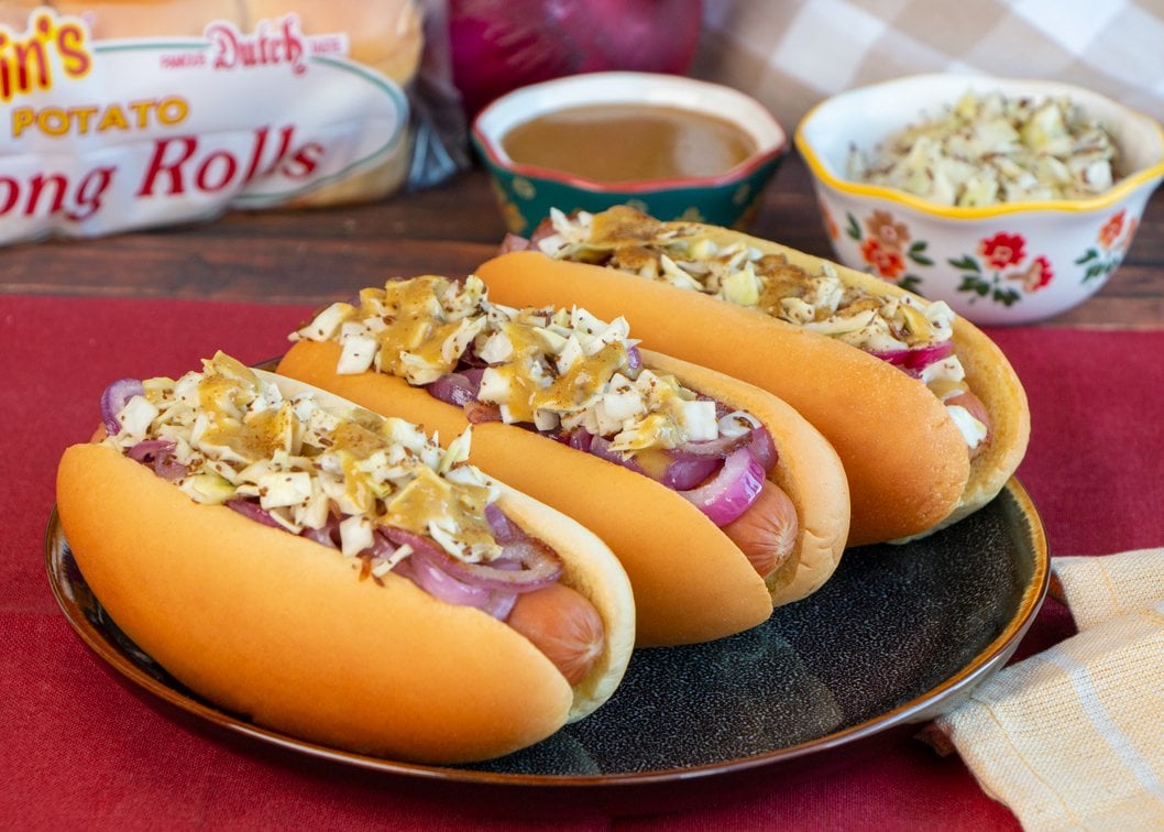 Hot Dog with Bun and Condiments