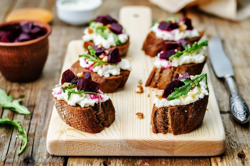 Roasted Beet and Goat Cheese Crostini