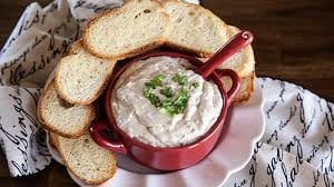French Onion Dip with Crackers or Sliced Baguette