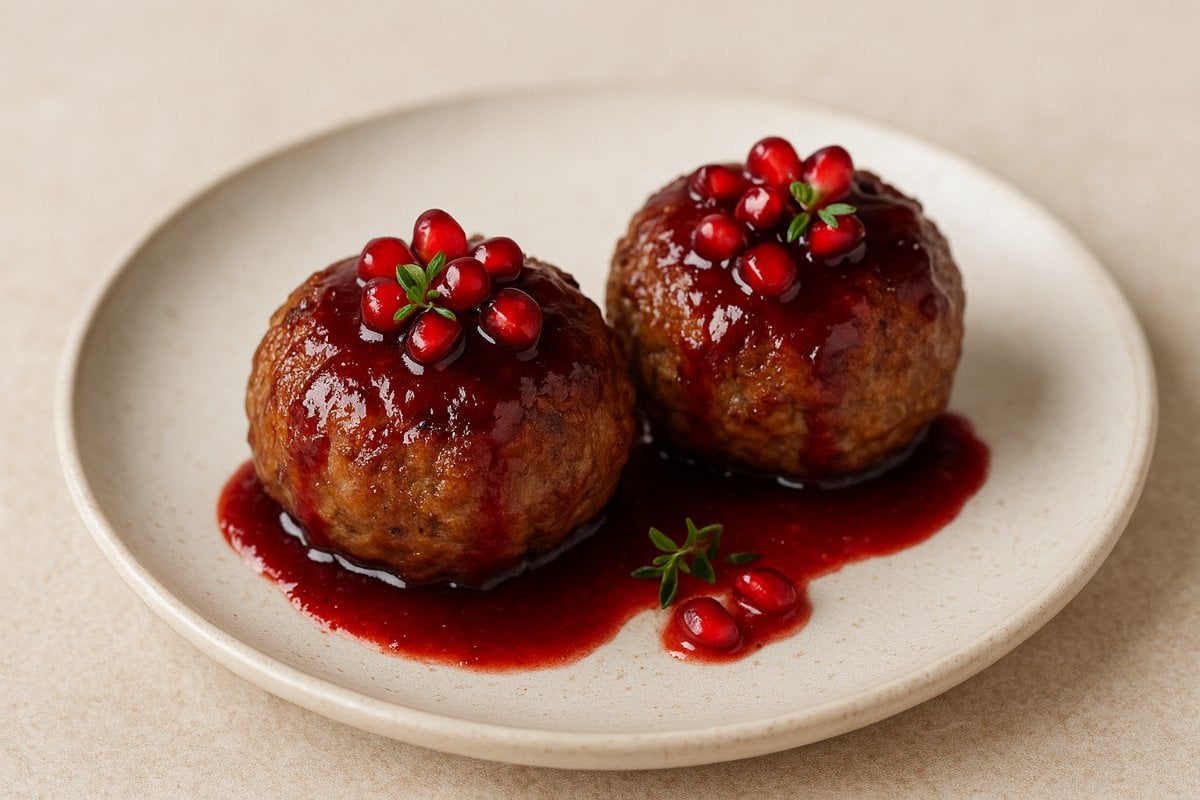 Pomegranate Glazed Beef Meatballs (2 Pieces; GF)