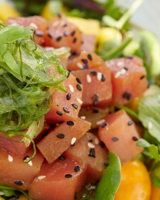 Ahi Tuna Crudo with Mango, Jalapeño, and Ponzu Sauce