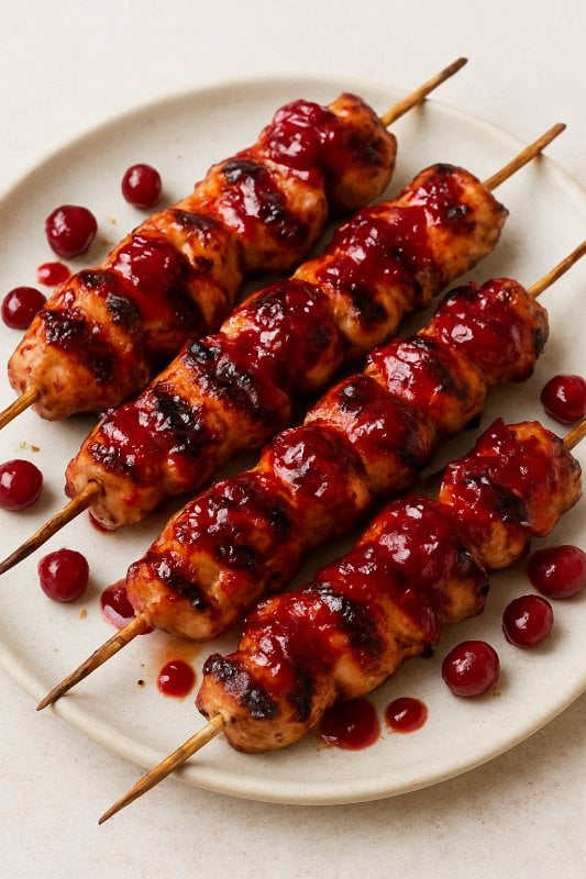 Cranberry Glazed Chicken Skewers (GF)