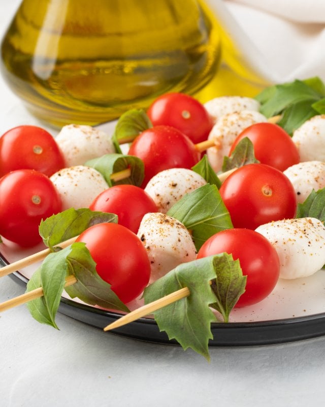 Caprese Skewers with Red and Golden Beets